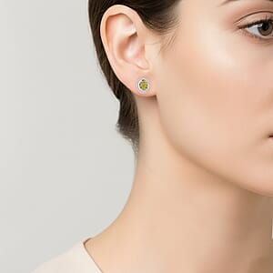  D'Joy Yellow and White Diamond 0.50 ctw Desert Sunrise Earrings in Rhodium Over Sterling Silver