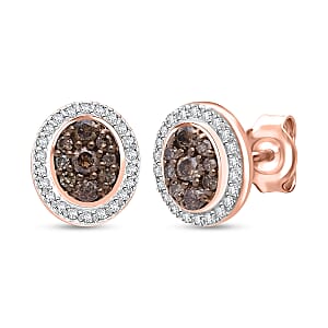 Doorbuster D'Joy Natural Champagne and White Diamond 0.50 ctw Desert Sunrise Earrings in 18K Vermeil Rose Gold Over Sterling Silver