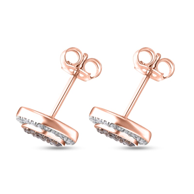 D'Joy Natural Champagne and White Diamond 0.50 ctw Desert Sunrise Earrings in 18K Vermeil Rose Gold Over Sterling Silver