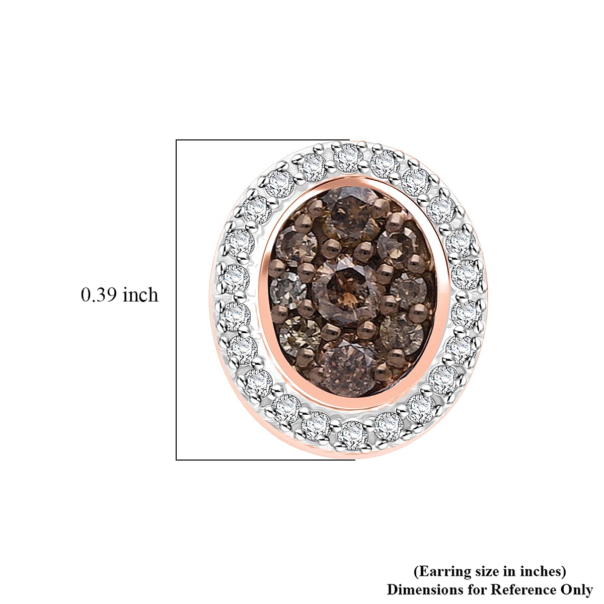 Doorbuster D'Joy Natural Champagne and White Diamond 0.50 ctw Desert Sunrise Earrings in 18K Vermeil Rose Gold Over Sterling Silver image number 4