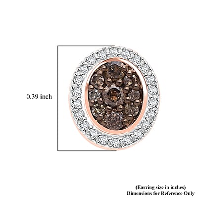 D'Joy Natural Champagne and White Diamond 0.50 ctw Desert Sunrise Earrings in 18K Vermeil Rose Gold Over Sterling Silver