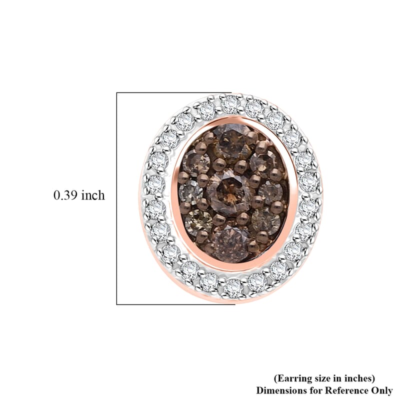 D'Joy Natural Champagne and White Diamond 0.50 ctw Desert Sunrise Earrings in 18K Vermeil Rose Gold Over Sterling Silver