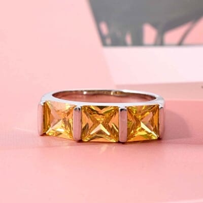 Simulated Diamond Ring in Rhodium Over Sterling Silver (Size 11.5)