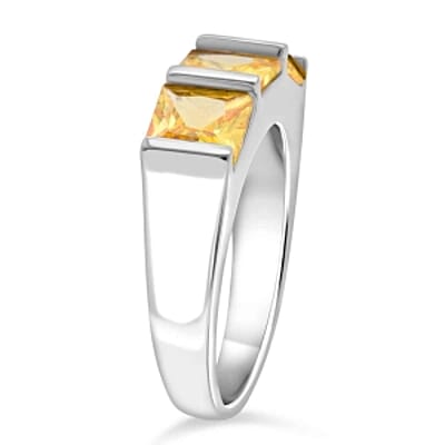 Simulated Diamond Ring in Rhodium Over Sterling Silver (Size 11.5)