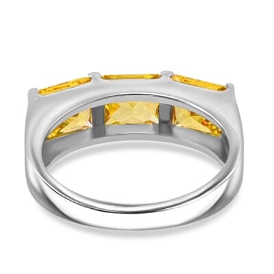 Simulated Diamond Ring in Rhodium Over Sterling Silver (Size 11.5)