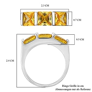 Simulated Diamond Ring in Rhodium Over Sterling Silver (Size 11.5)