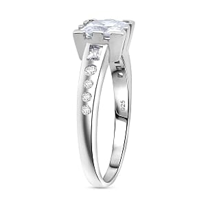 Simulated Diamond 1.55 ctw Ring in Rhodium Over Sterling Silver (Size 8)