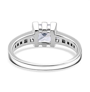 Simulated Diamond 1.55 ctw Ring in Rhodium Over Sterling Silver (Size 8)