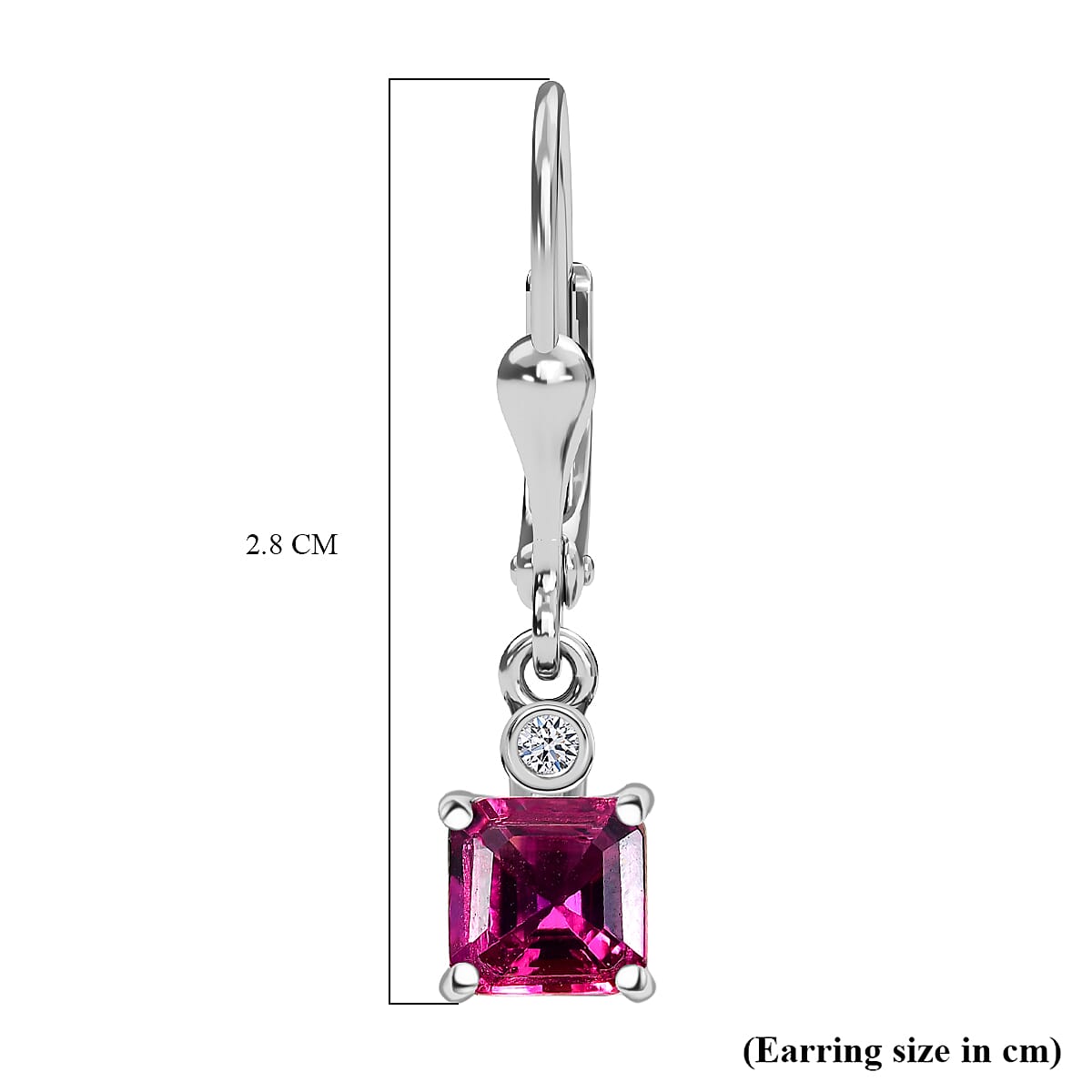 Luxuriant Asscher Cut AAA Lab Grown Bixbite and Lab Grown Diamond G-H SI 1.25 ctw Earrings in Rhodium Over Sterling Silver