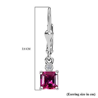 Luxuriant Asscher Cut AAA Lab Grown Bixbite and Lab Grown Diamond G-H SI 1.25 ctw Earrings in Rhodium Over Sterling Silver