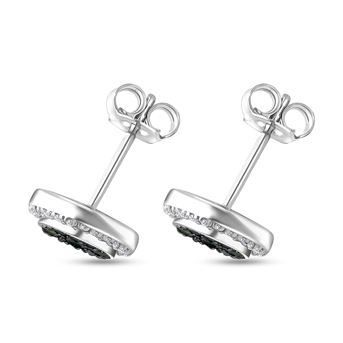 Doorbuster D'Joy Green and Diamond 0.50 ctw Desert Sunrise Earrings in Rhodium Over Sterling Silver image number 3