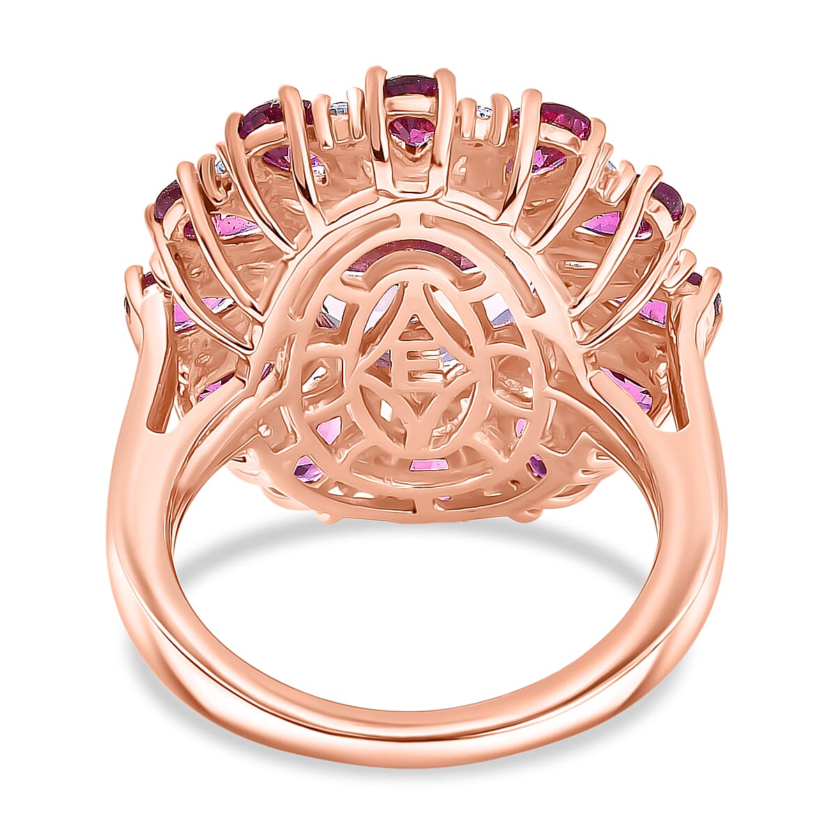 EverTrue Rose De France Amethyst and Multi Gemstone 8.45 ctw Twilight Bloom Ring in 18K Rose Gold Plated (Size 11.0)