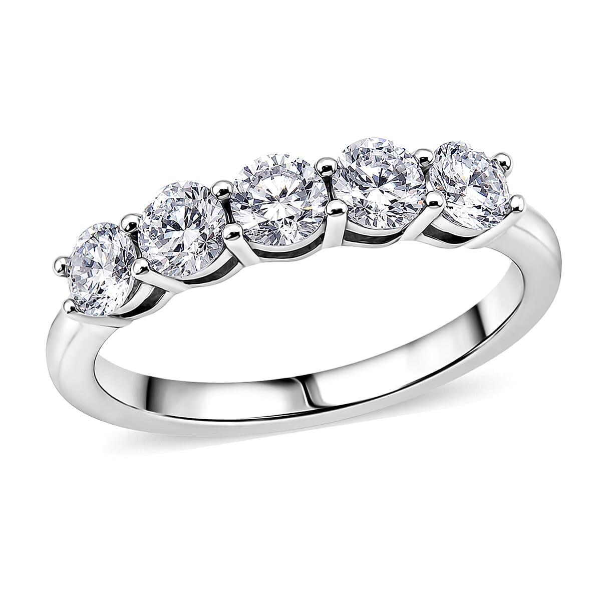 Luxuriant Lab Grown Diamond G-H SI 1.00 ctw Half Eternity Band Ring in Rhodium Over Sterling Silver (Size 5.0)