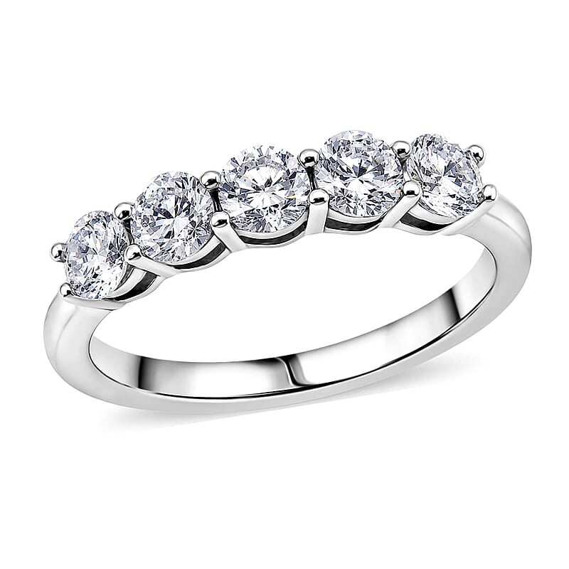 Luxuriant Lab Grown Diamond G-H SI 1.00 ctw Half Eternity Band Ring in Rhodium Over Sterling Silver (Size 5.0)
