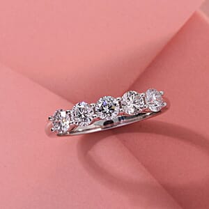Luxuriant Lab Grown Diamond G-H SI 1.00 ctw Half Eternity Band Ring in Rhodium Over Sterling Silver (Size 5.0)
