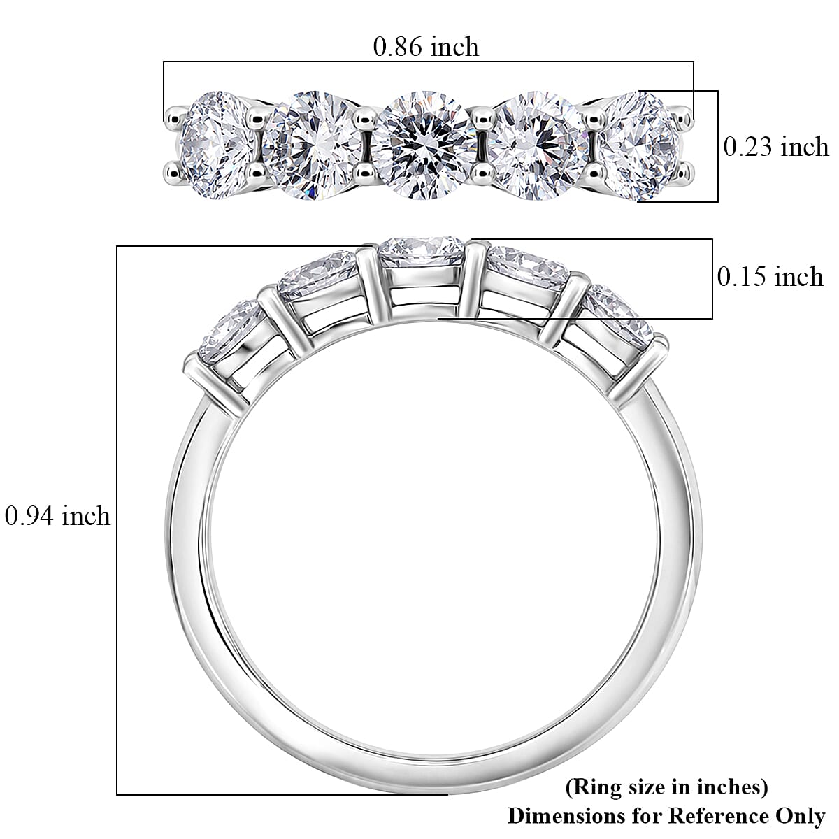 Luxuriant Lab Grown Diamond G-H SI 1.00 ctw Half Eternity Band Ring in Rhodium Over Sterling Silver (Size 5.0)