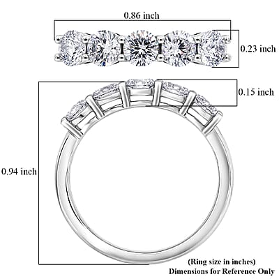 Luxuriant Lab Grown Diamond G-H SI 1.00 ctw Half Eternity Band Ring in Rhodium Over Sterling Silver (Size 5.0)