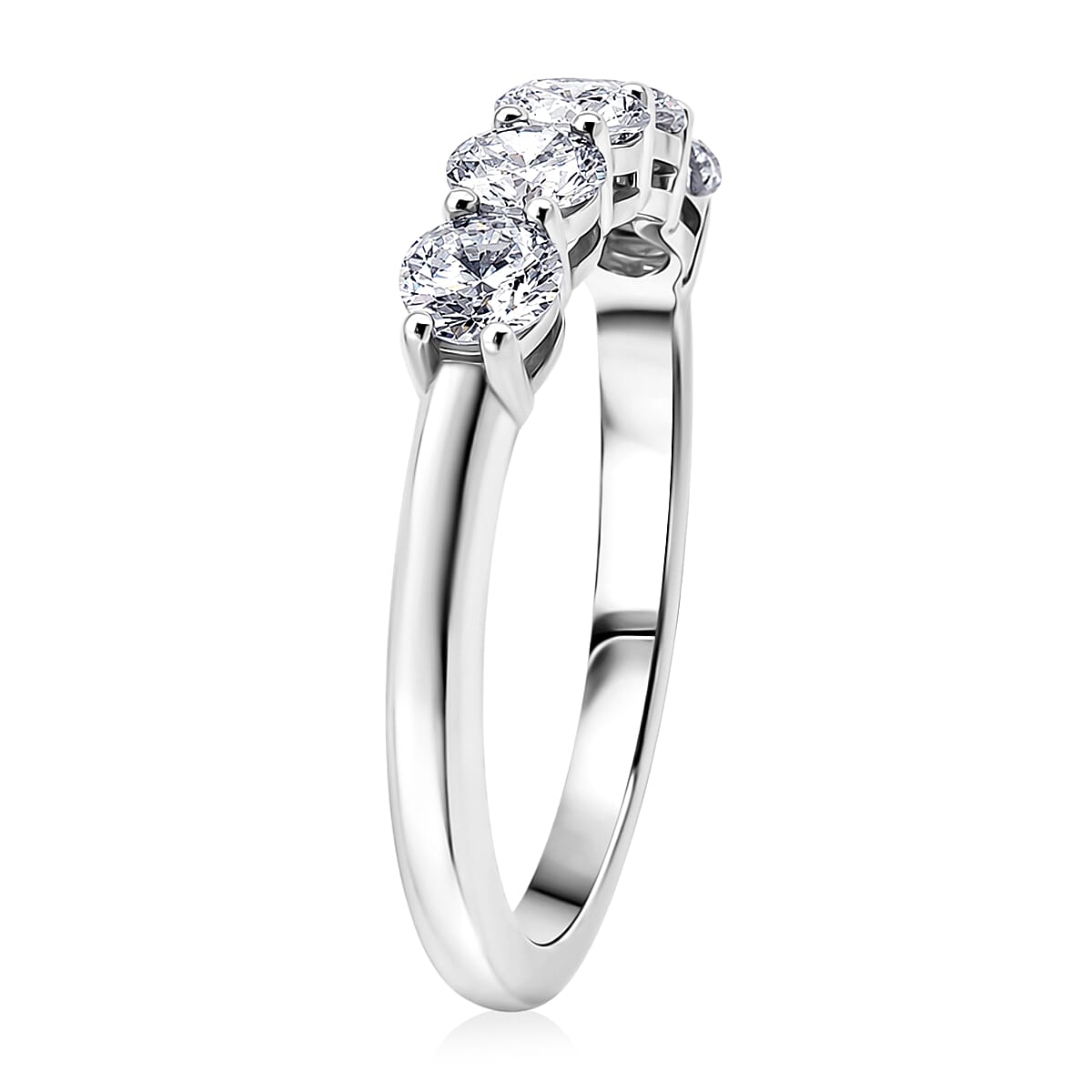 Luxuriant Lab Grown Diamond G-H SI 1.00 ctw Half Eternity Band Ring in Rhodium Over Sterling Silver (Size 6.0) image number 3