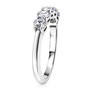 Luxuriant Lab Grown Diamond G-H SI 1.00 ctw Half Eternity Band Ring in Rhodium Over Sterling Silver (Size 6.0)