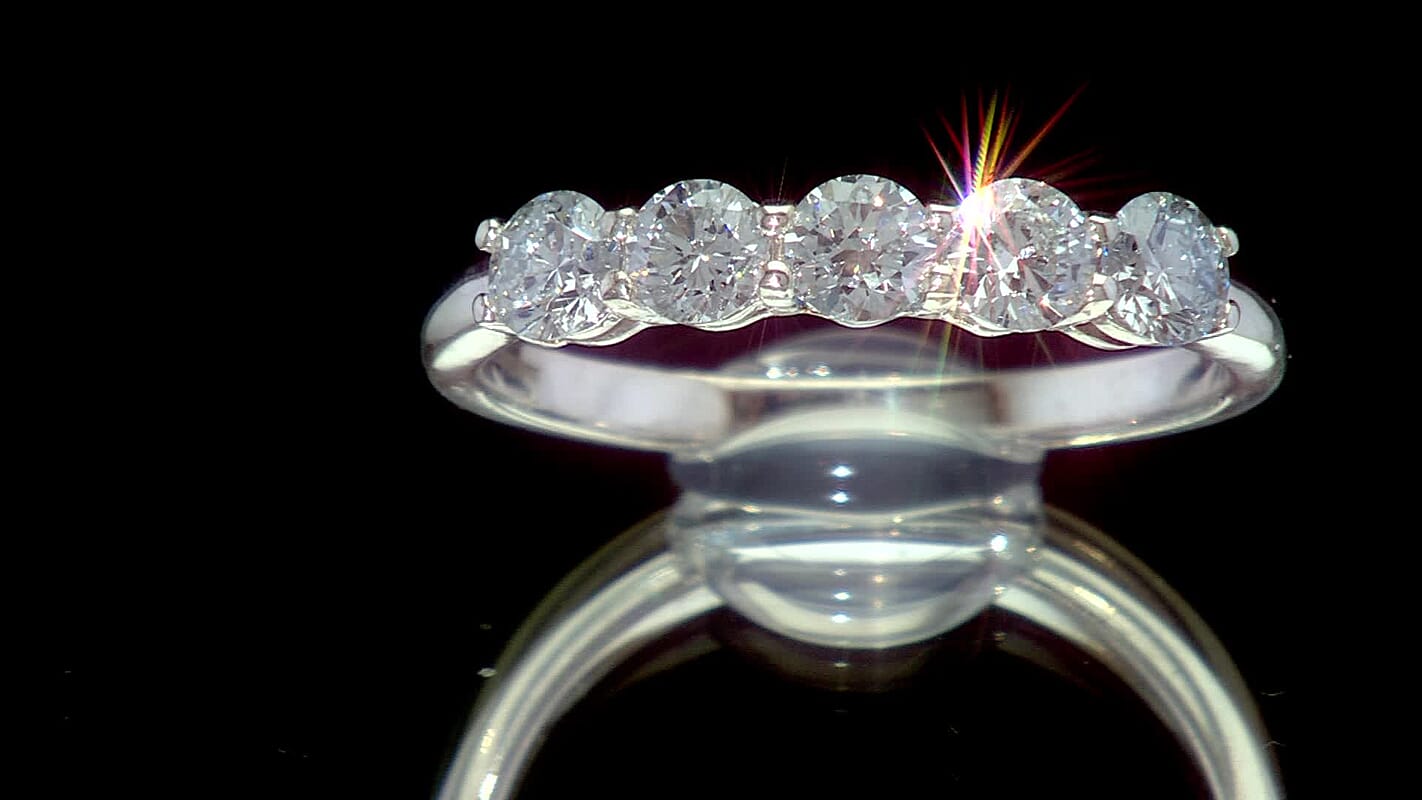 Luxuriant Lab Grown Diamond G-H SI 1.00 ctw Half Eternity Band Ring in Rhodium Over Silver