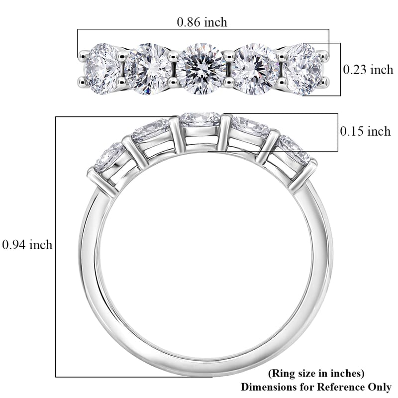 Luxuriant Lab Grown Diamond G-H SI 1.00 ctw Half Eternity Band Ring in Rhodium Over Sterling Silver (Size 7.0)