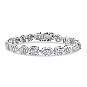 D'Joy Moissanite 3.65 ctw Bracelet in Rhodium Over Sterling Silver (6.50 In)