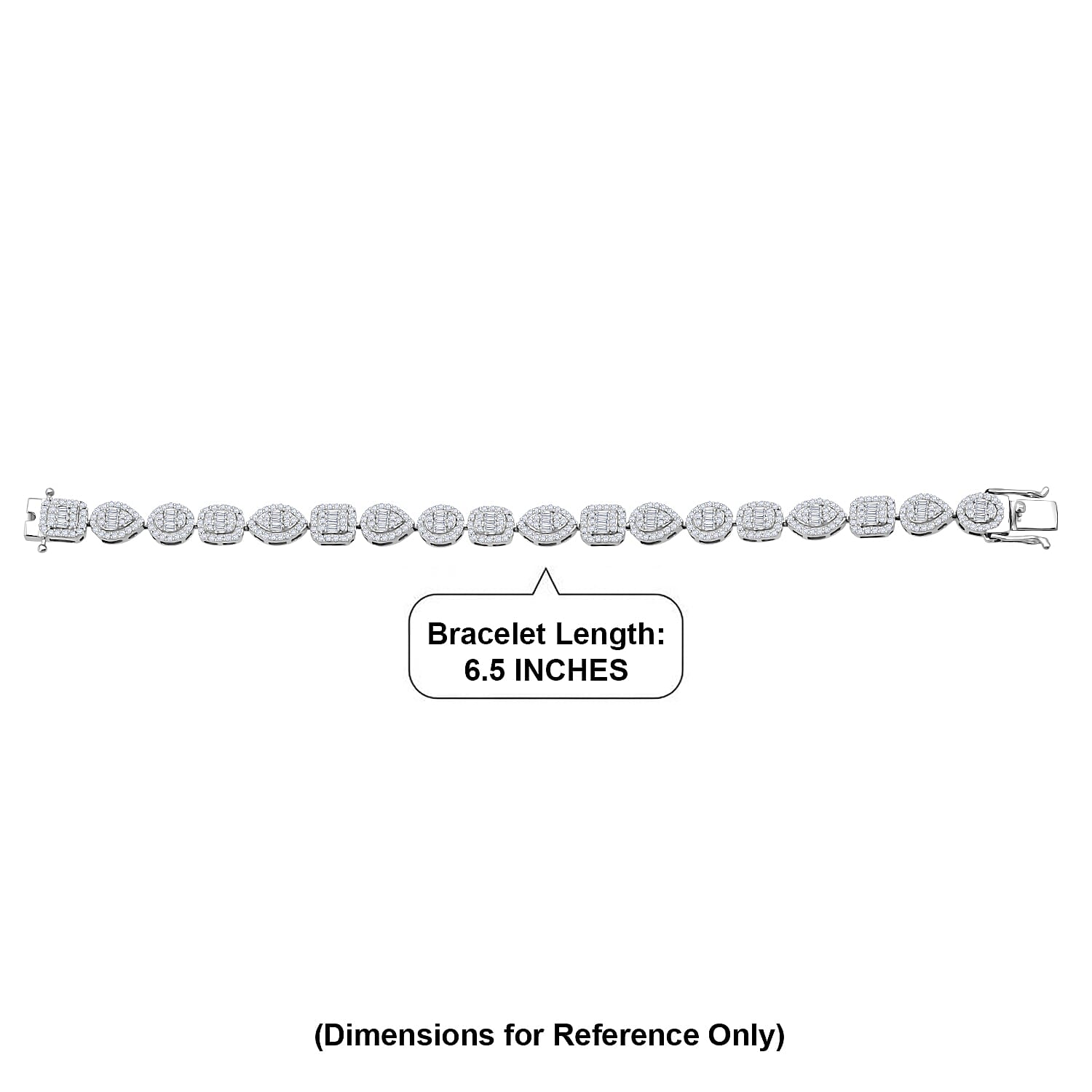 D'Joy Moissanite 3.65 ctw Art Deco Bracelet in Rhodium Over Sterling Silver (6.50 In)