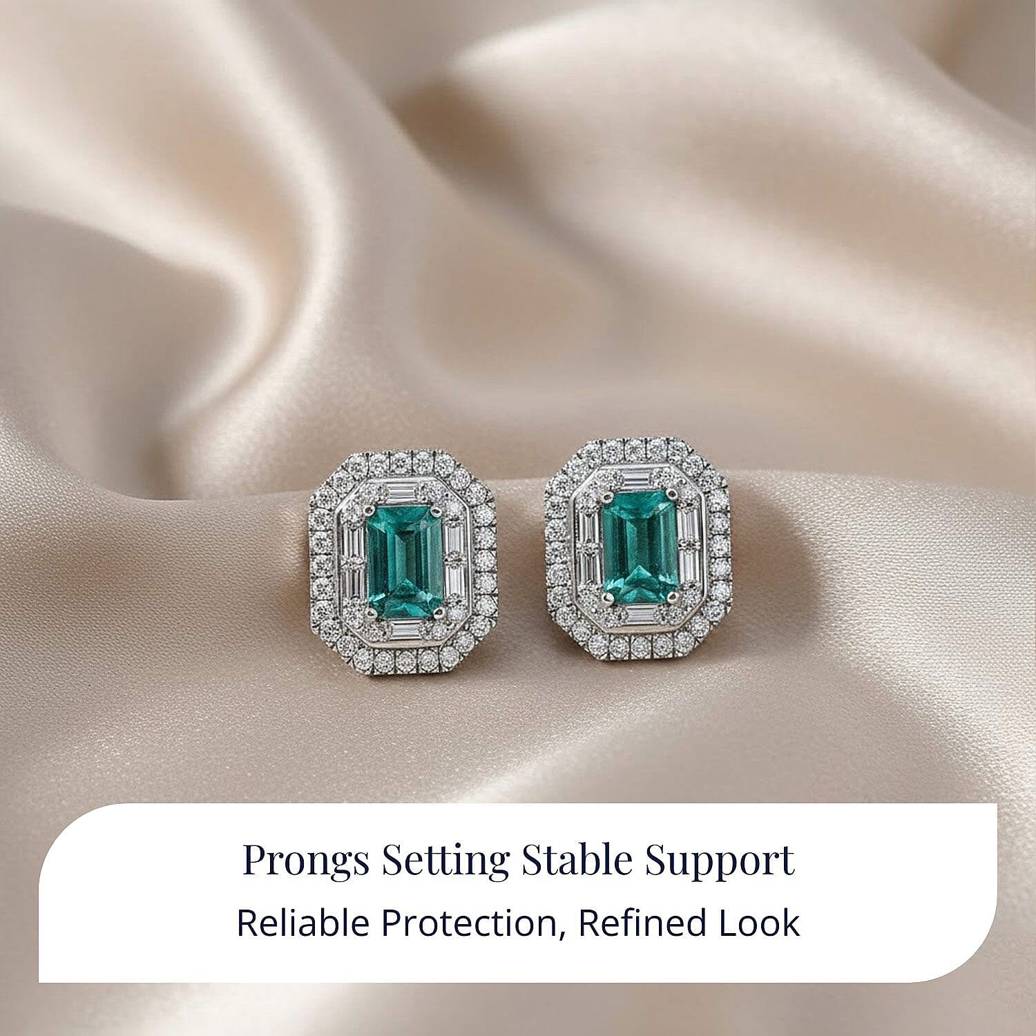  D'Joy Premium Kagem Zambian Emerald and Moissanite 2.00 ctw Art Deco Earrings in Rhodium Over Sterling Silver