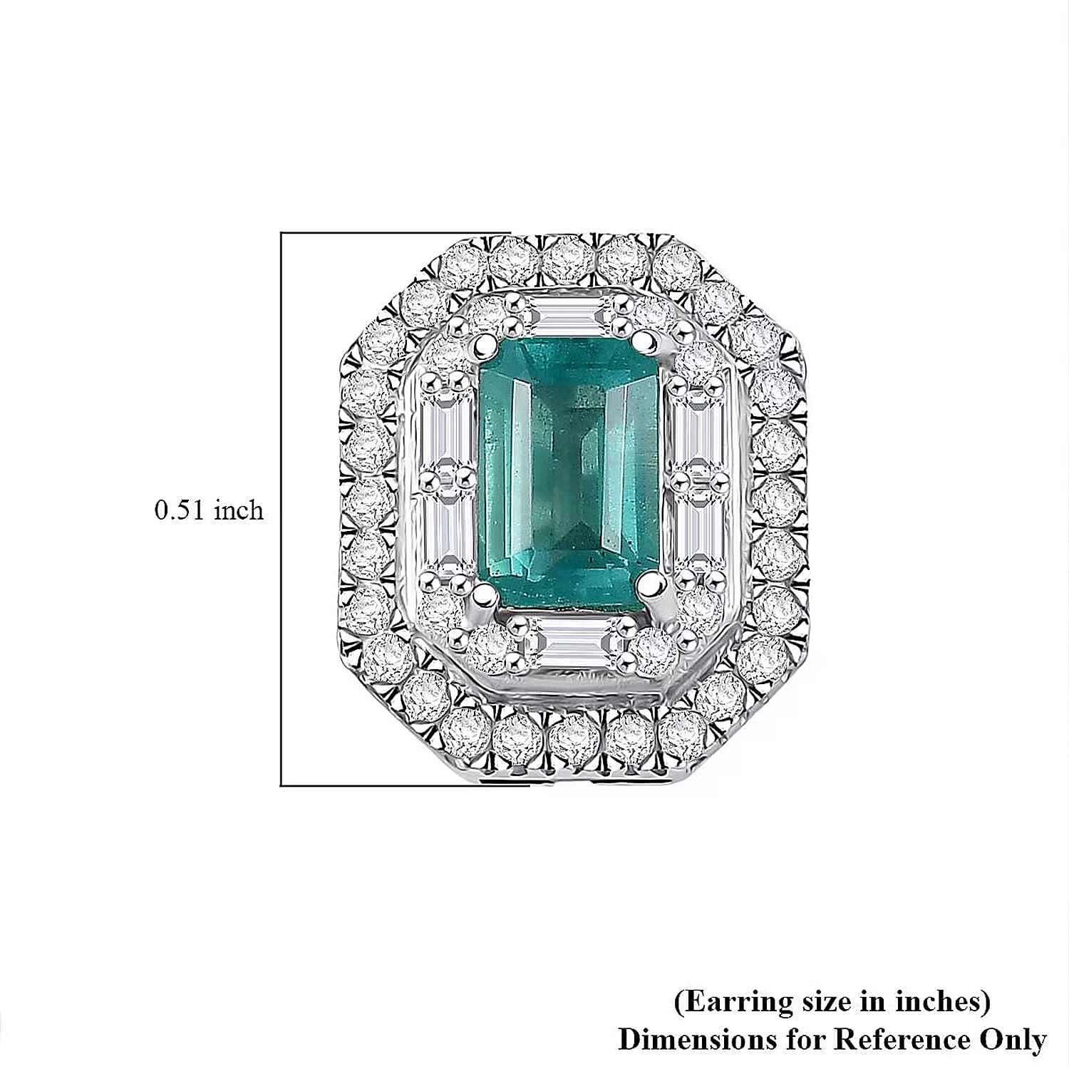  D'Joy Premium Kagem Zambian Emerald and Moissanite 2.00 ctw Art Deco Earrings in Rhodium Over Sterling Silver