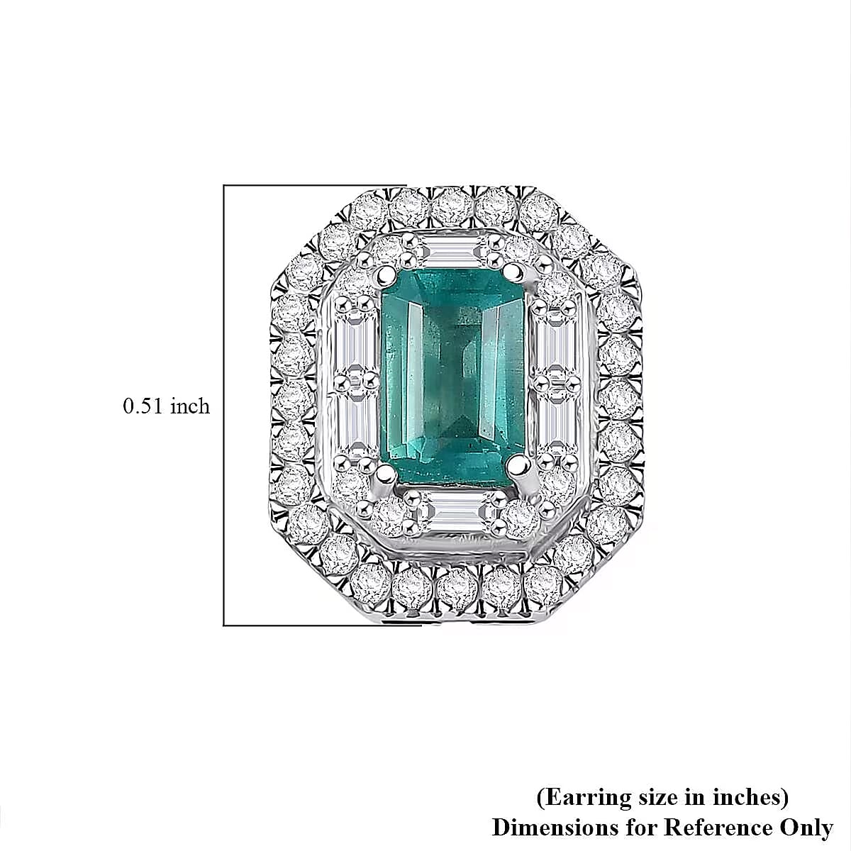 Doorbuster D'Joy Premium Kagem Zambian Emerald and Moissanite 2.00 ctw Art Deco Earrings in Rhodium Over Sterling Silver image number 6