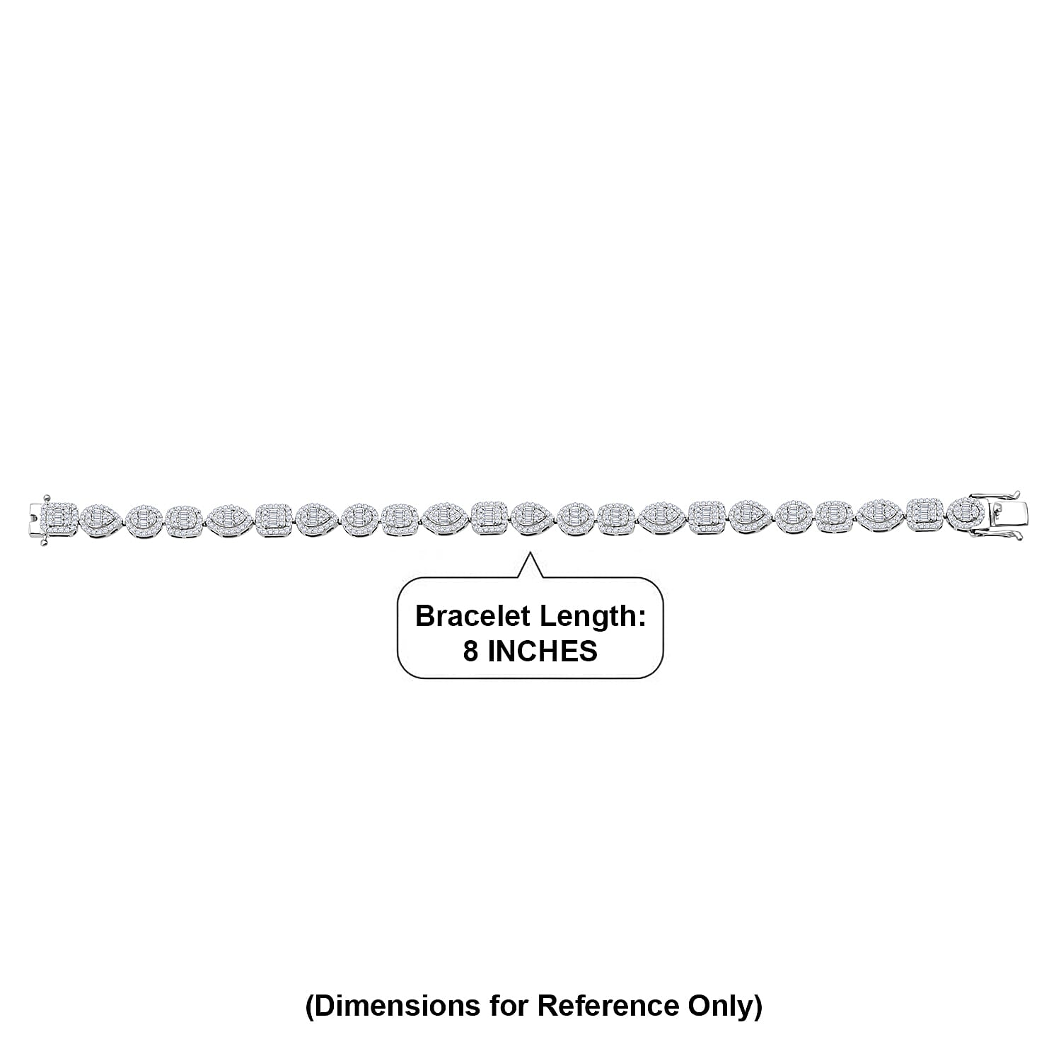 D'Joy Moissanite 3.65 ctw Art Deco Bracelet in Rhodium Over Sterling Silver (8.00 In)