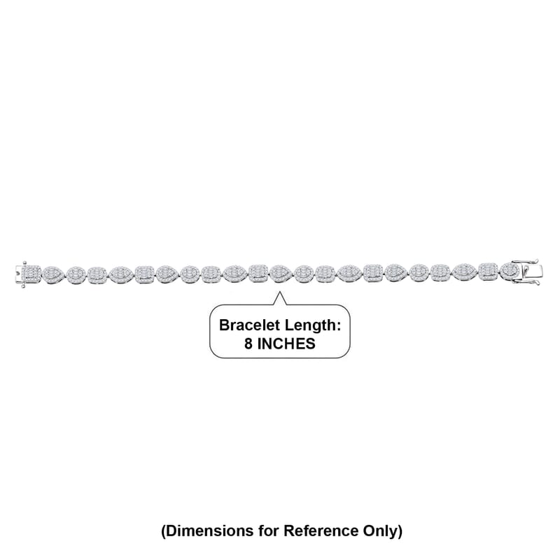 D'Joy Moissanite 3.65 ctw Art Deco Bracelet in Rhodium Over Sterling Silver (8.00 In)