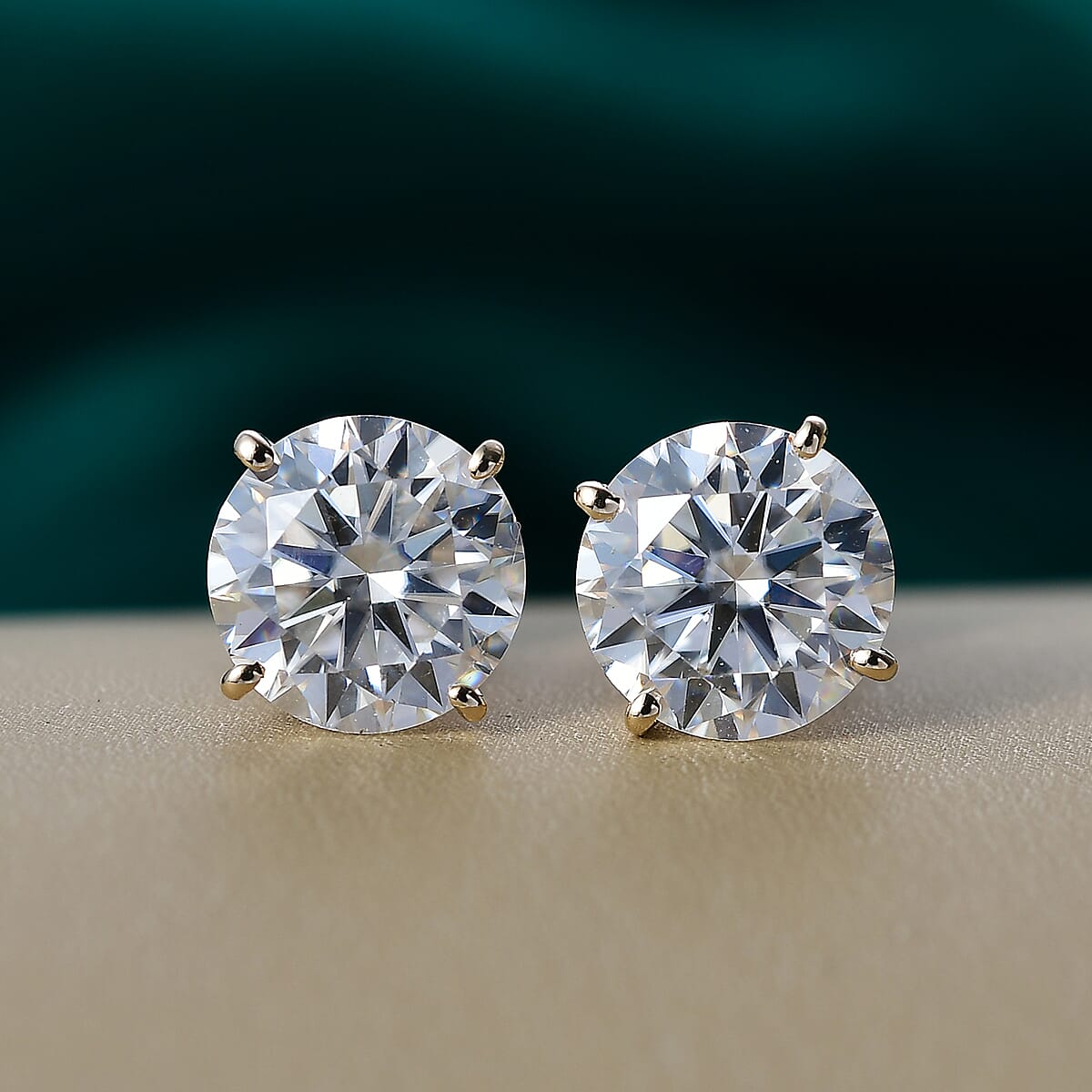 Doorbuster Moissanite 3.60 ctw Solitaire Stud Earrings in 14K Yellow Gold image number 1