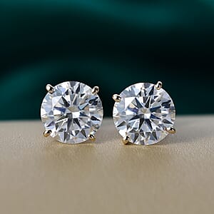  Moissanite 3.60 ctw Solitaire Stud Earrings in 14K Yellow Gold