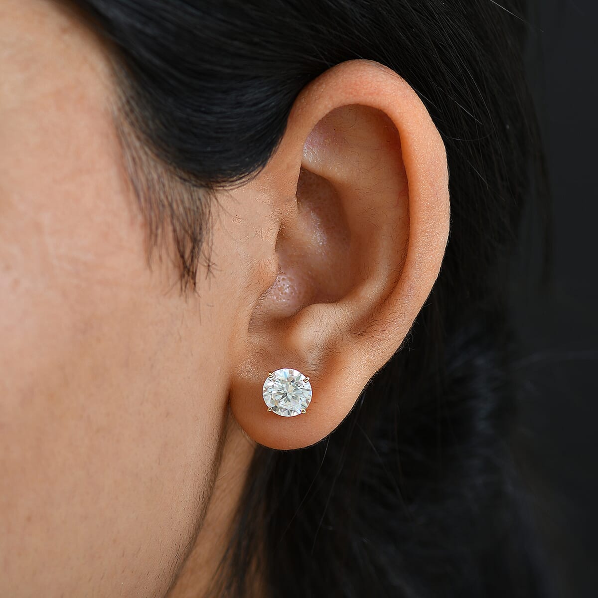 Doorbuster Moissanite 3.60 ctw Solitaire Stud Earrings in 14K Yellow Gold image number 2