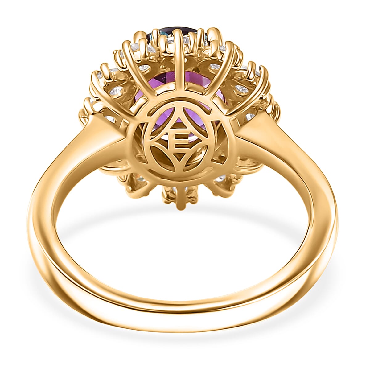 EverTrue African Amethyst and Multi Gemstone 2.90 ctw Regal Bloom Ring in 18K YG Plated (Size 7.0)