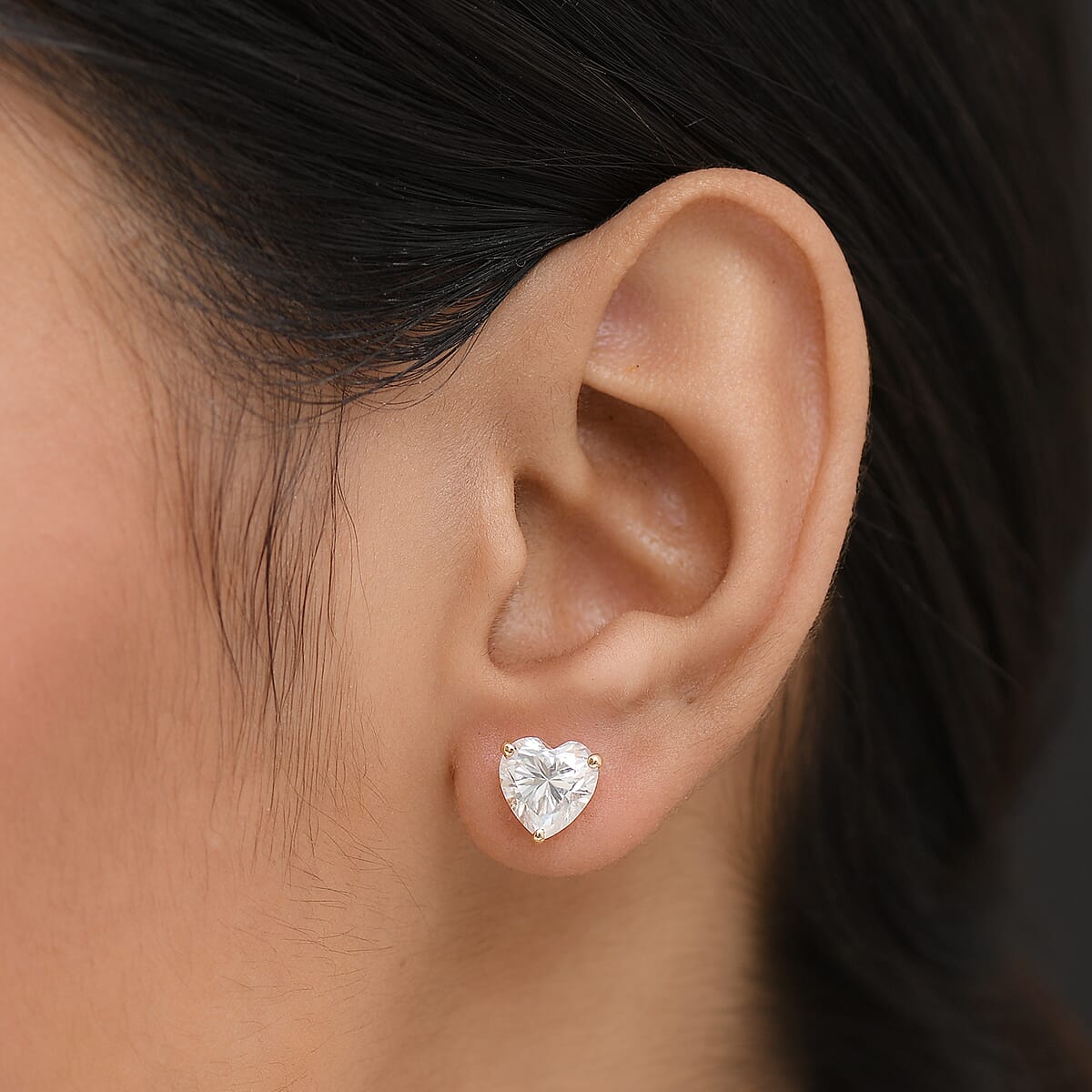 Doorbuster Moissanite 3.75 ctw Solitaire Stud Earrings in 14K Yellow Gold image number 2