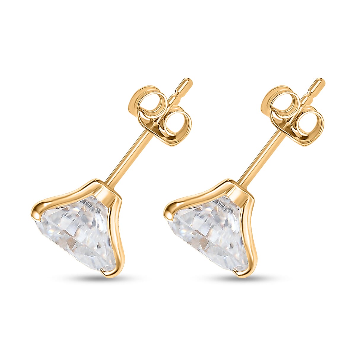 Doorbuster Moissanite 3.75 ctw Solitaire Stud Earrings in 14K Yellow Gold image number 3