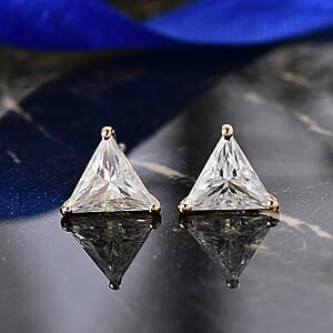 Moissanite Solitaire Stud Earrings in 14K Yellow Gold 3.40 ctw