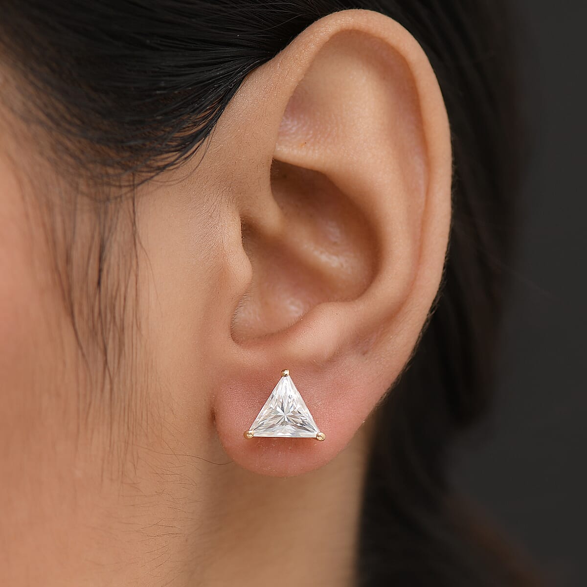 Doorbuster Moissanite 3.40 ctw Solitaire Stud Earrings in 14K Yellow Gold image number 2