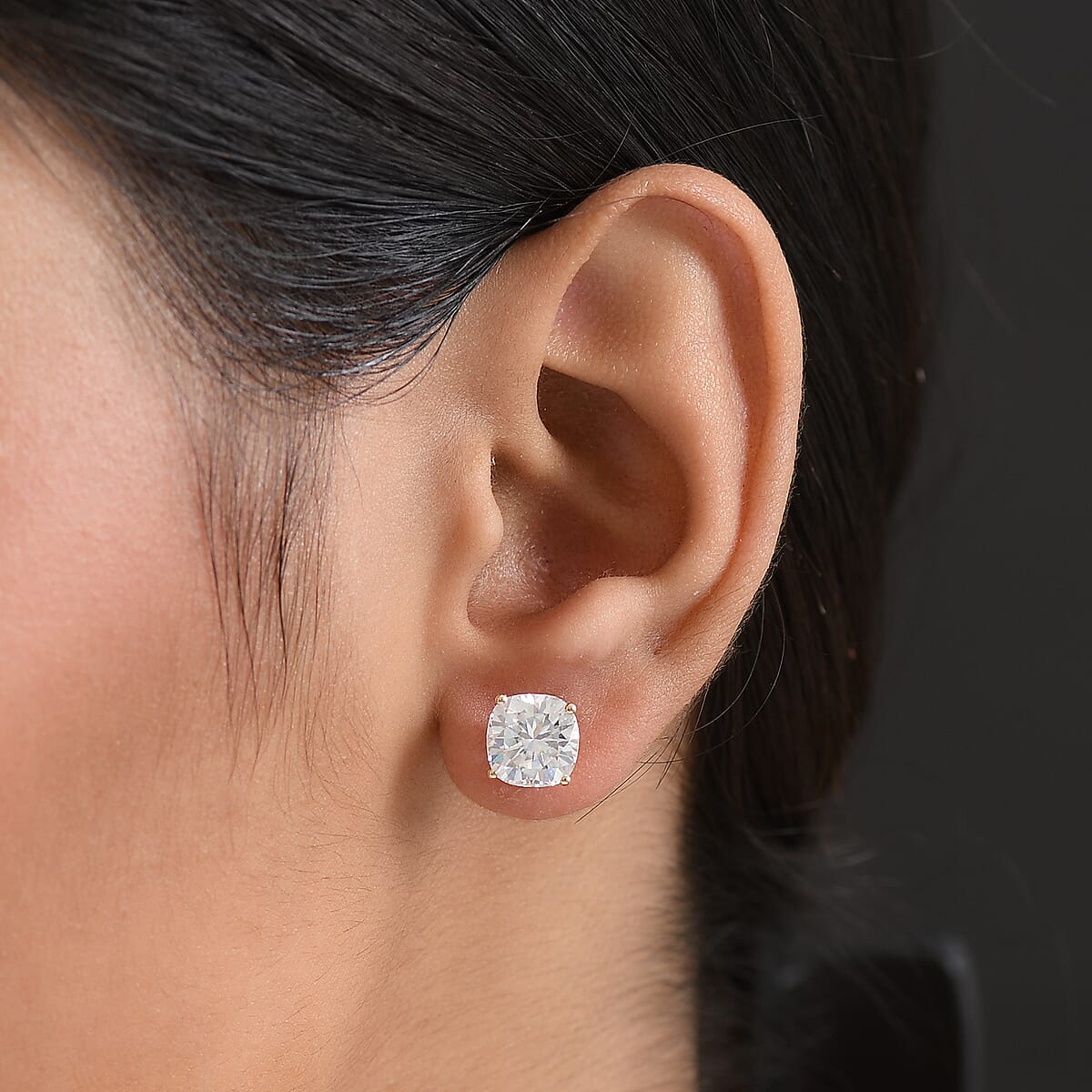 Doorbuster Moissanite 4.15 ctw Solitaire Stud Earrings in 14K Yellow Gold image number 2