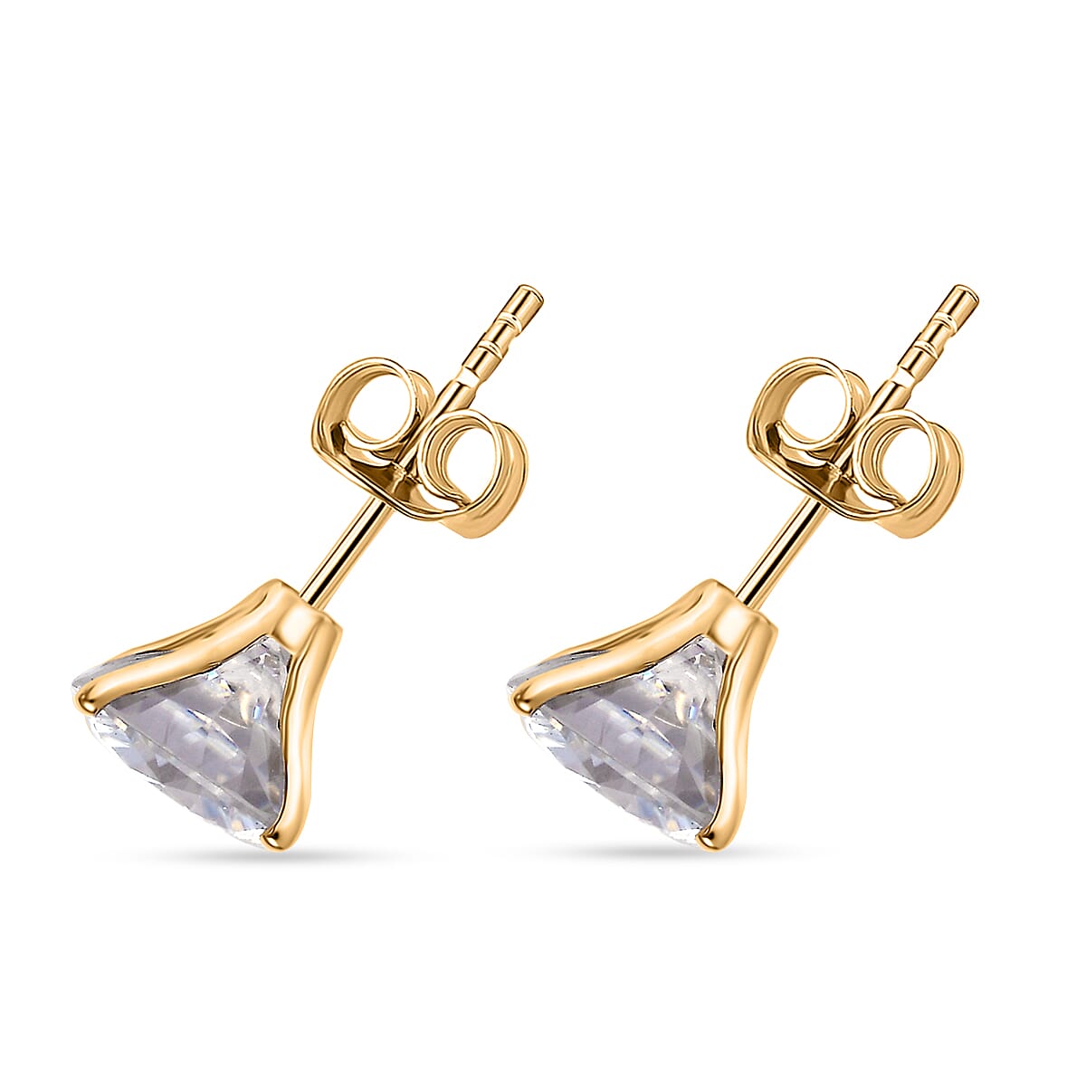 Doorbuster Moissanite 4.15 ctw Solitaire Stud Earrings in 14K Yellow Gold image number 3
