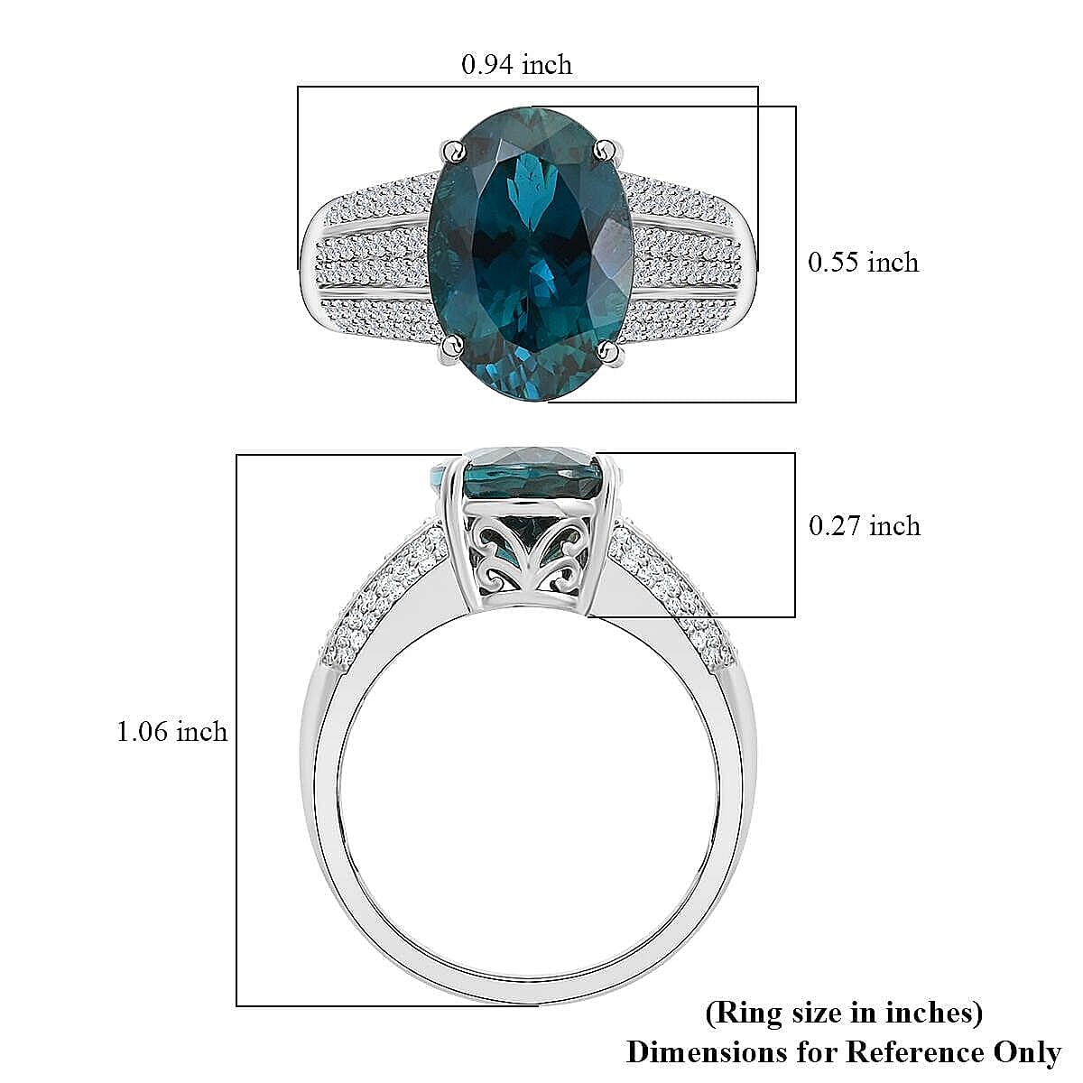 Rhapsody AAAA Monte Belo Indicolite and E-F, VS2 Diamond 5.30 ctw Ring in 950 Platinum (Size 9.0) 9.45 Grams