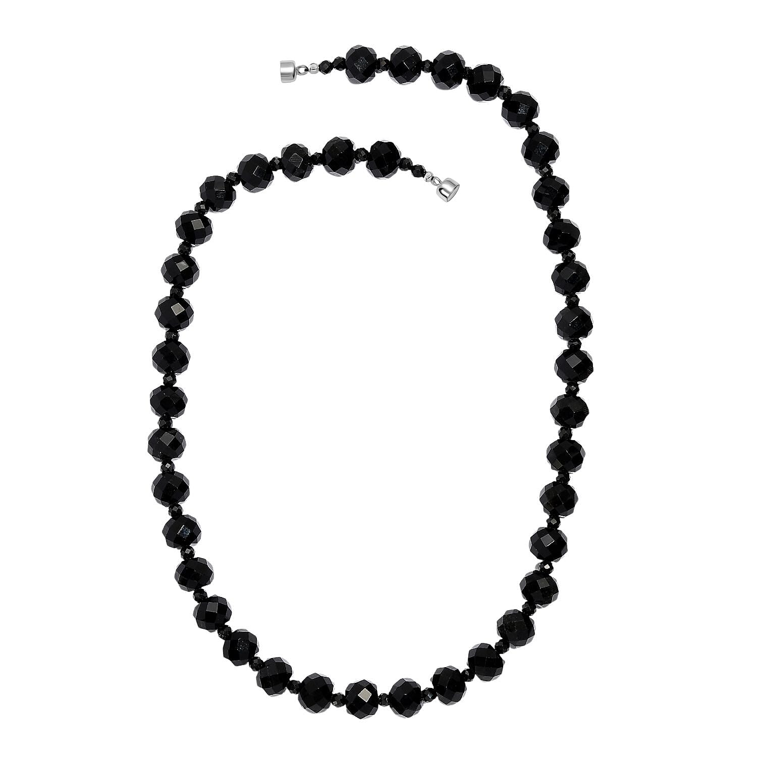 EverTrue Black Obsidian 218.00 ctw Necklace in Stainless Steel 18 Inches