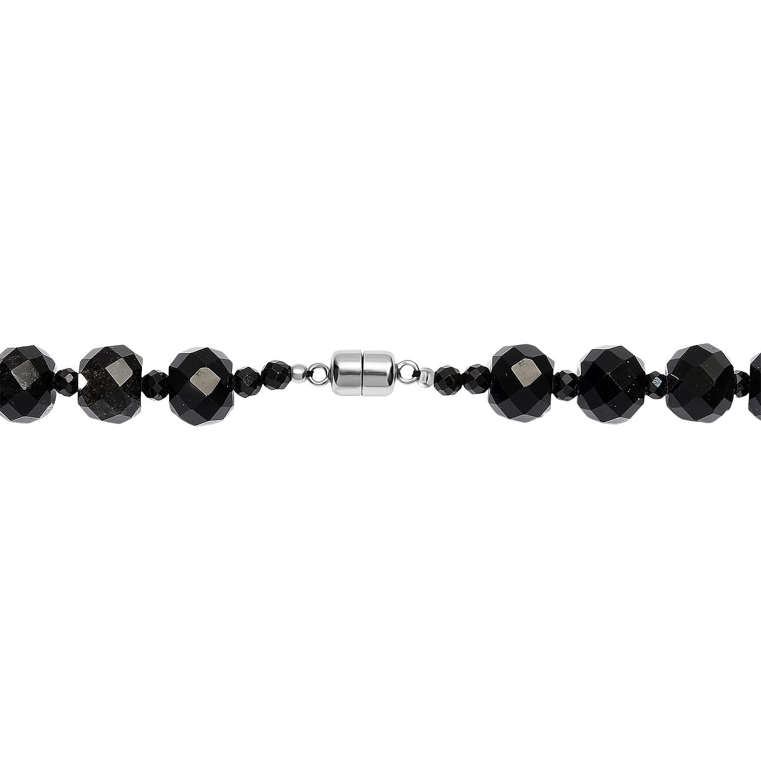 EverTrue Black Obsidian 218.00 ctw Necklace in Stainless Steel 18 Inches
