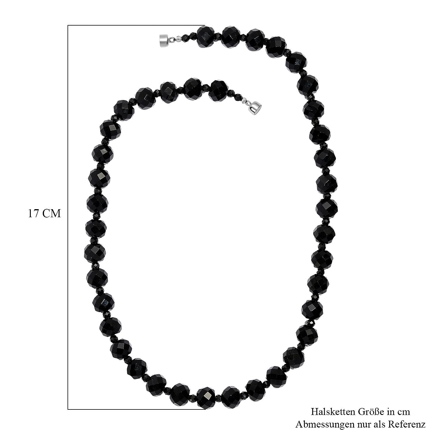 EverTrue Black Obsidian 218.00 ctw Necklace in Stainless Steel 18 Inches
