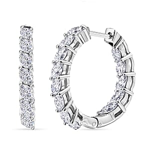D'Joy Moissanite 1.80 ctw Hoop Earrings in Rhodium Over Sterling Silver