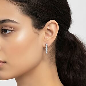 D'Joy Moissanite 1.80 ctw Hoop Earrings in Rhodium Over Sterling Silver