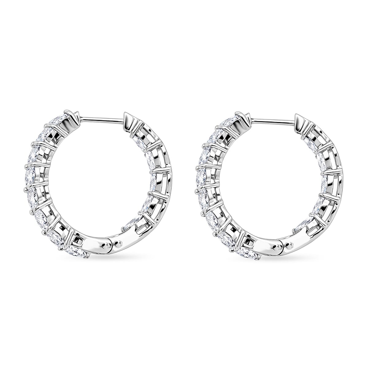 D'Joy Moissanite 1.80 ctw Hoop Earrings in Rhodium Over Sterling Silver image number 3