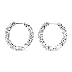 D'Joy Moissanite 1.80 ctw Hoop Earrings in Rhodium Over Sterling Silver